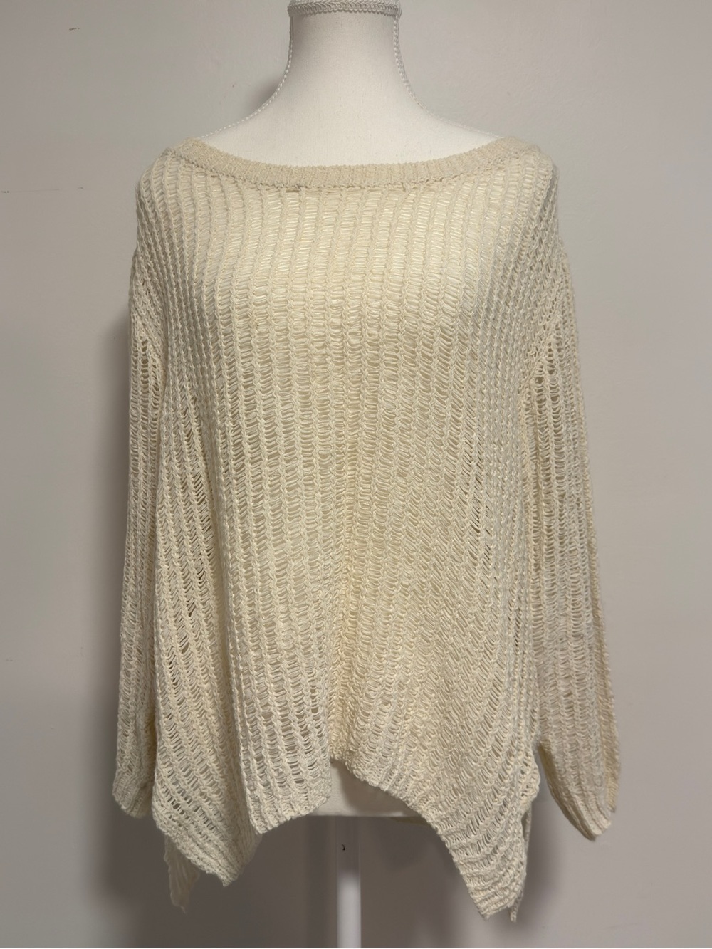 Light Cream Open Knit Boatneck Women's Sweater